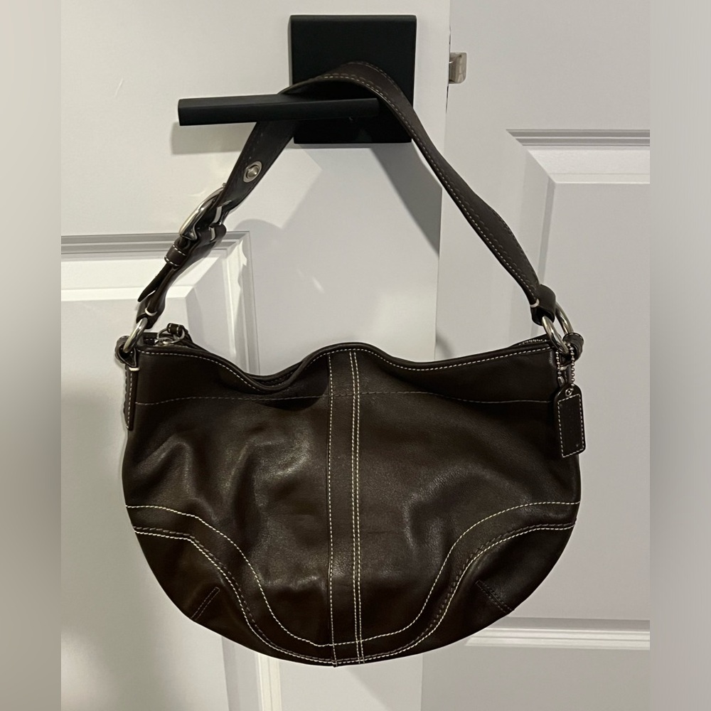 COACH Leather Soho Small Crescent Shaped Hobo Handbag #F10908- Brown (VGUC)